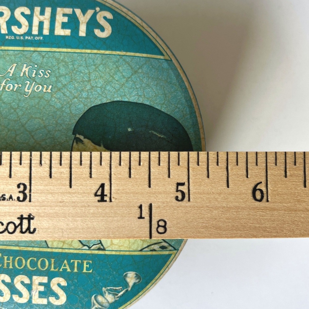Vintage 1982 Hershey's Kisses Tin Round Candy Box Made in England - Picture 8 of 9